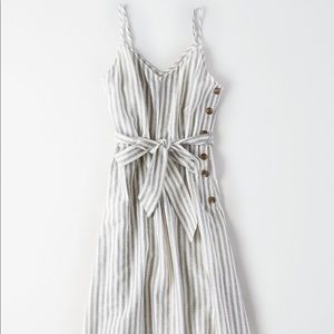 AE side button midi dress, blue